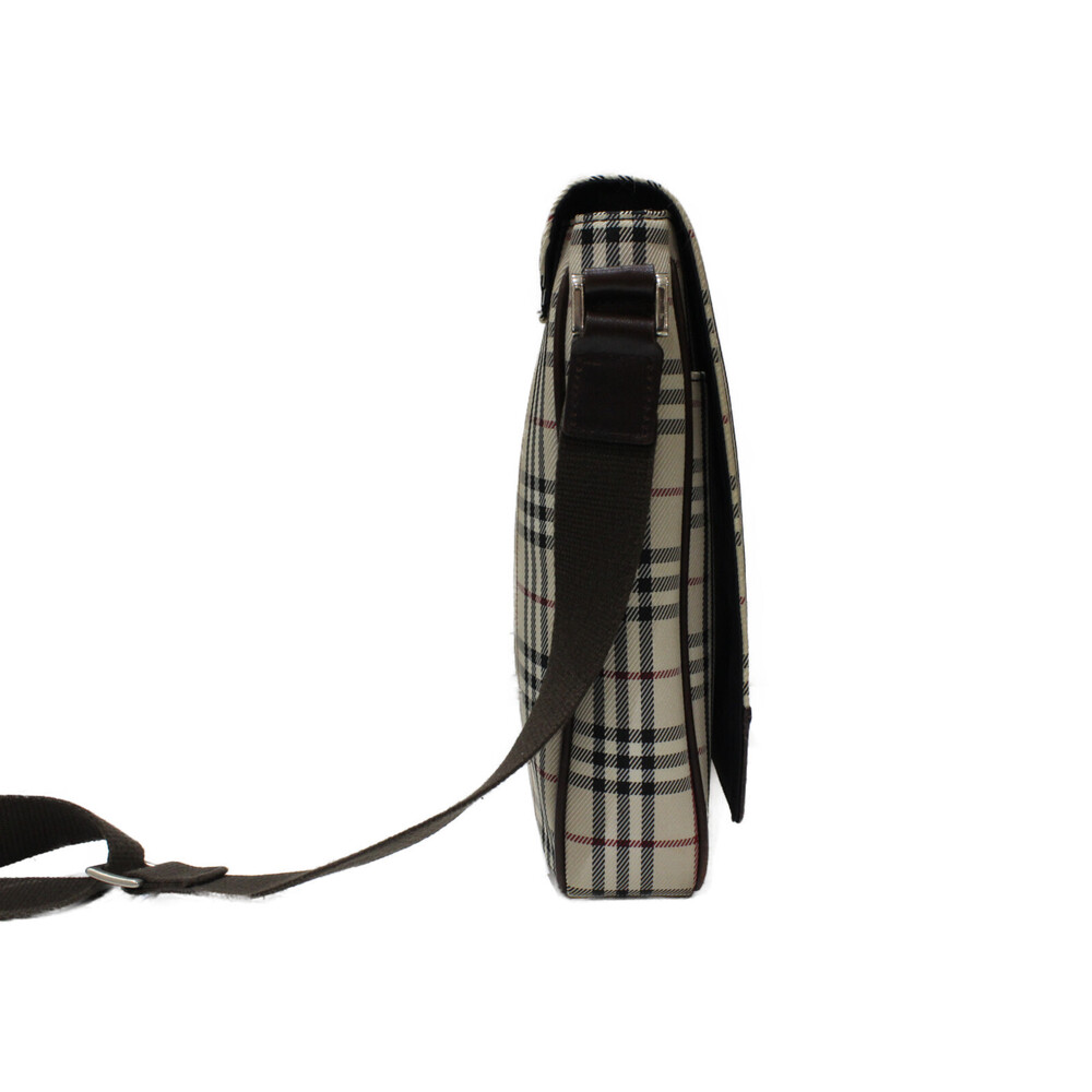 BURBERRY Leather Shoulder Bag Beige Tan Dark Brown Black Check - Picture 3 of 7